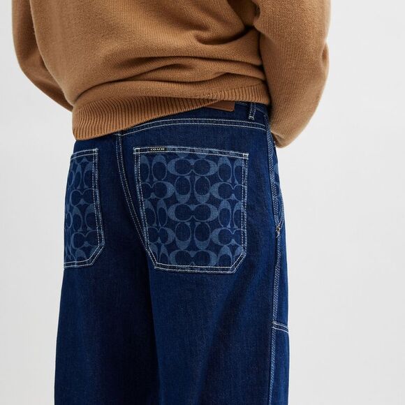 NWT Coach Outlet Relaxed Straight Fit Denim Carpenter Pants - Picture 4 of 5